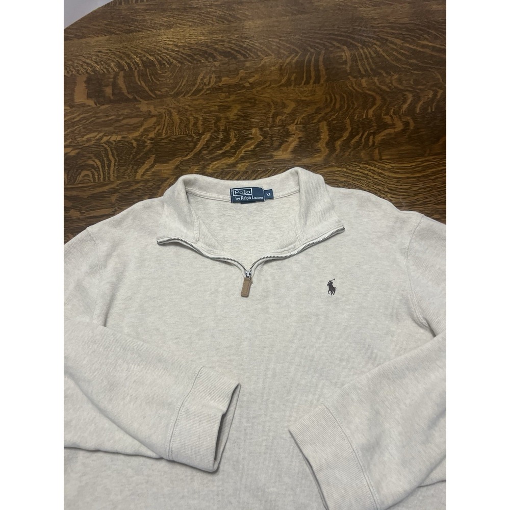 Polo Ralph Lauren 1/4 Zip Sweater Mens XL Beige Turtleneck Knit 00s